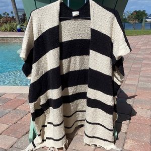 Striped Poncho-Like Cardigan